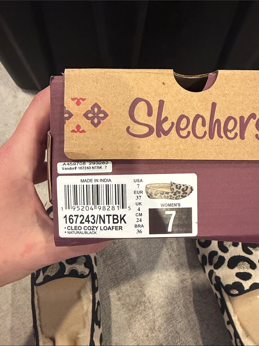 Skechers Women's Black and Cream Leopard-Print Faux-Fur Slip-Ons - Picture 2 of 4